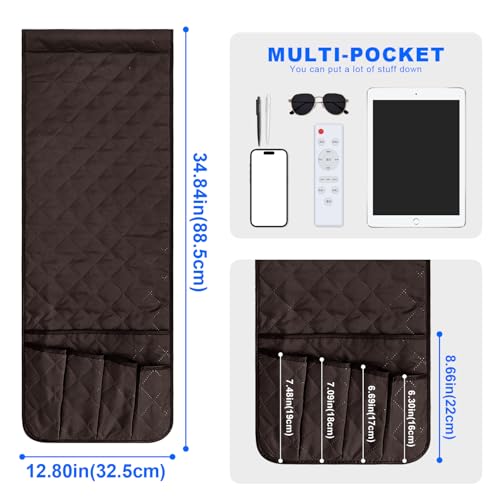 Grekos Sofa Armrest Organizer Remote Holder Bedside Caddy Organizer with 6 pockets, Chair Arm Holder Non-Slip Remote Control Holders Caddy for Magazine Tablet Phone Book