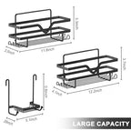 Shower Caddy 3 Pack - Shower Organizer Shelves Rack Rustproof No Drill Self Adhesive Shower Caddies with Soap Dish & Side Hooks for Bathroom Kitchen Storage, Black