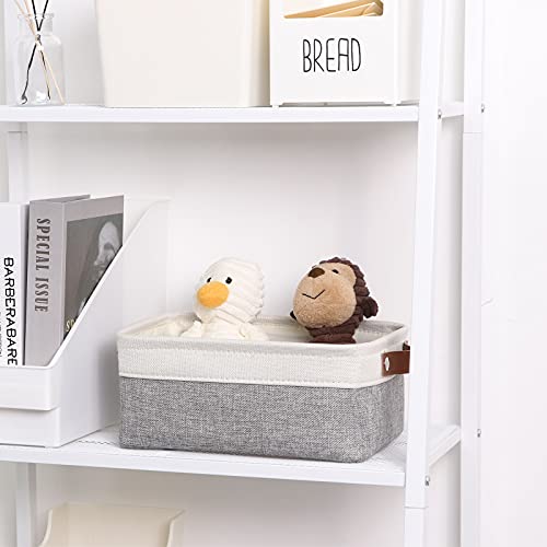 DULLEMELO Small Collapsible Fabric Basket for Organizing, Shelves, Closets, Laundry, Nursery, Decorative Gift Basket (White & Gray) - color: White&Gray, size: Small-11.8"x7.9"x5.1"