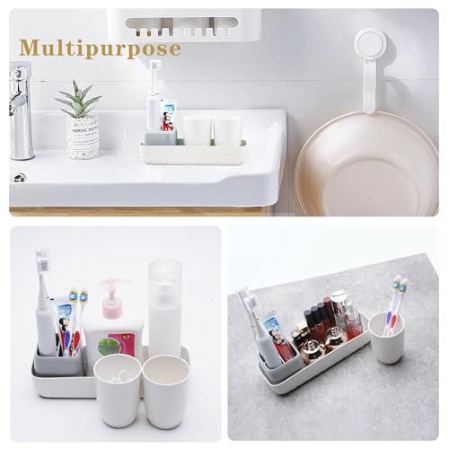 Ayswupt Toothbrush Holders for Bathrooms,Kids Electric Toothbrush Holder with 2 Cups Set,White Tooth Brush Toothpaste Caddy Storage,Small Bathroom Countertop Organizer Stand for Men Farmhouse Family - color: White Toothbrush Holder With Cups