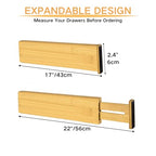 Bamboo Drawer Dividers Set of 4, Adjustable Drawer Organizers for Kitchen, Bedroom, Bathroom, Dresser & Office (17"-22") - size: 17"-22"
