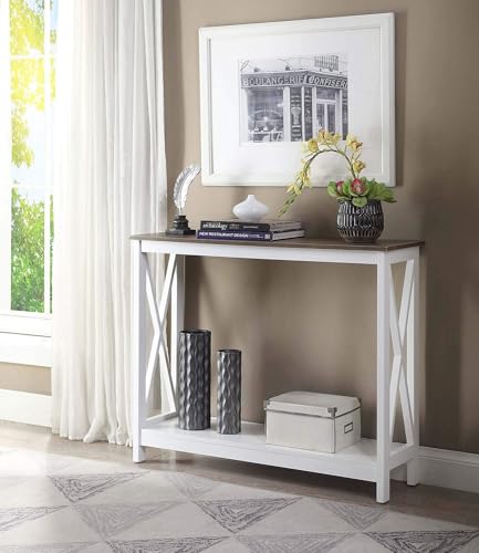 Convenience Concepts Oxford Console Table 39.5" - Sofa Table with Storage Shelf, Transitional Entryway Hall Table for Living Room and Bedroom, Display Foyer Table, Driftwood/White - color: Driftwood/White