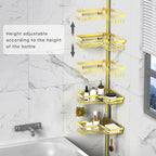 KEGII Corner Gold Shower Caddy Tension Pole - 4-Tier Rustproof Shower Rod Organizer, Floor to Ceiling Tension Rod 25-114.2 inch, Stainless Steel Corner Shower Shelf, Waterproof - style: Tension Caddy - Gold