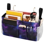 Bedside Caddy Hanging Storage Bag Galaxy Purple Bedside Organizer Caddy for Bunk, Dorm Room, Hospital Beds - Place Magazines / Remotes / Keys