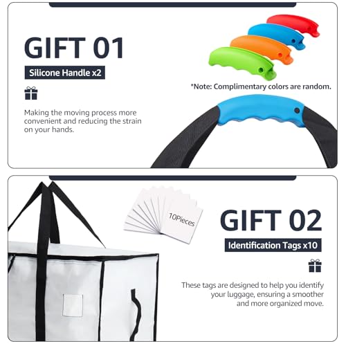Moving Bags Heavy Duty Extra Large, Moving Boxes, Moving Supplies Essentials, Blue Storage Bins with Lids, Plastic Packing Totes, Storage Bags for Clothes with Handles & Zippers(White, 10 Pack) - color: White, size: 10 Pack