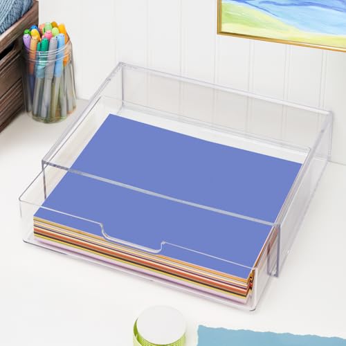 STORi STAX Plastic Stackable Organizer Drawer in Clear | 12.5-inches Wide | Organize Office Desk Accessories and Sort Letter-Size Paper | Made in USA - color: Clear, size: Open 1pk