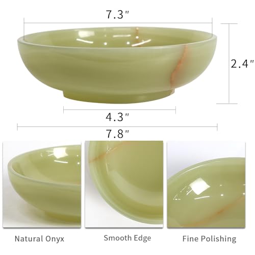 Luxury Decorative Marble Bowl for Home Decoration, Green Onyx Key Bowl for Entryway Table, Catchall for Coins, Change, Candy, Organizer Marble Tray - color: Round-Green Onyx