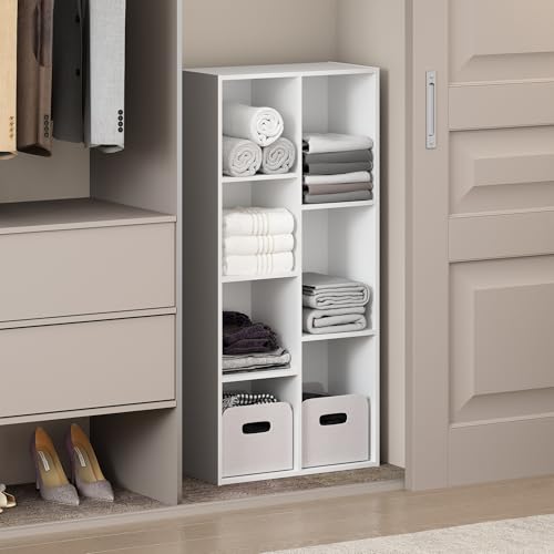 Furinno Reed Closet Organizers and Storage, 7-Cube Closet Organizer, Open Shelf Closet Storage, for Wardrobe, Bedroom, Living Room, White - color: White, size: 7-Cube