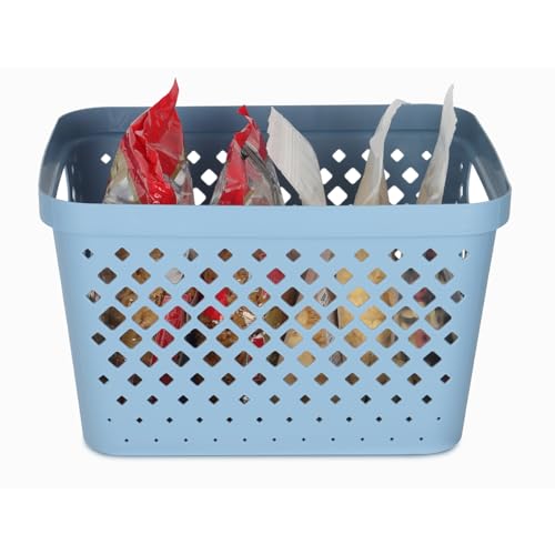 Glad Plastic Storage Basket Set, Value Pack of 6 | Open Storage Bins for Shelves, Bathroom, Pantry, Closet | Nesting Organizer Boxes with Handles, 4 Gallon, Marina Blue - color: Marina Blue, size: 4 Gallon