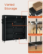 CASAMAYA Portable Closet, 61.8 Inch Large Capacity Wardrobe Closet with Cover, Clothes Storage Organizer with Shelves and 2 Hanging Rods, Easy to Assembly, Black PCT222B01 - size: 61.8"L x 17.7"W x 70.9"H