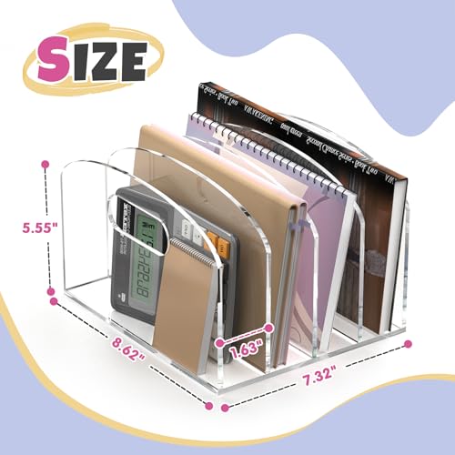 Jumyee Acrylic Desk File Organizer, 4-Section Clear File Folder Organizer for Desk, Vertical File Sorter with Handles, Desktop Organizer for Home, Office, School, Classroom - size: 4 Sections Portable