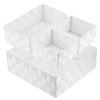 Posprica Woven Storage Box Cube Basket Bin Container Tote Organizer Divider for Drawer,Closet,Shelf, Dresser (White) - color: White