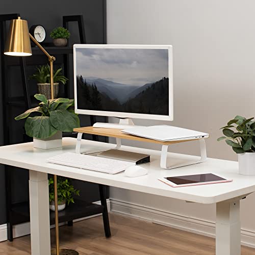 VIVO 24 inch Monitor Stand, Wood and Steel Desktop Riser, Screen, Keyboard, Laptop, Small TV, Ergonomic Desk and Tabletop Organizer, Light Wood, STAND-V000WM - color: Light Wood