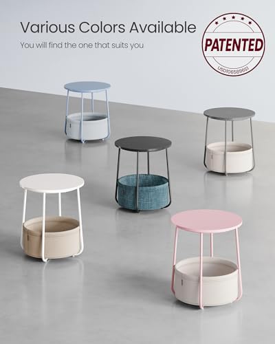 VASAGLE LILEA Collection - Small Round Side End Table, Modern Nightstand with Fabric Basket, Pale Blue and Ice Blue ULET223Q62 - color: Pale Blue + Ice Blue, size: Round + 1 pack