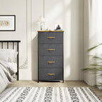 YITAHOME Storage Tower with 4 Drawers - Fabric Dresser, Organizer Unit for Bedroom, Living Room, Closets - Sturdy Steel Frame, Easy Pull Fabric Bins & Wooden Top - color: Cool Dark Grey, style: 4-Drawer