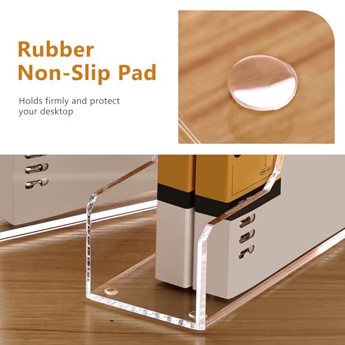 SANRUI Acrylic File Organizer, Clear Desk Organizer and Storage Bins Holding for Folders, Binders, Notebooks, Envelopes, Multi-purpose Magazine File Organizer for Home Office, 2 Pack - size: A5, 1 Section, 2 Pack