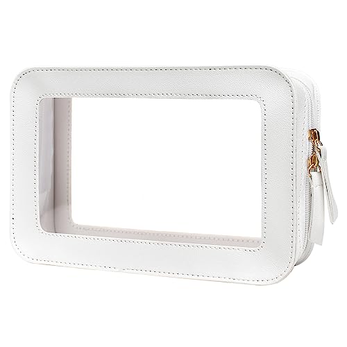 LETGO Clear Makeup Bags, TSA Approved Toiletry Bag with Zipper, Transaparent Makeup Organizer Fit Carry-on Travel Essentials,Clear Cosmetic Bags for Women Men (O-Beige) - color: O-Beige