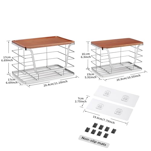 ALOCEO 2 Pack Stackable Storage Bins with Lids, Stainless Steel Extra Large Trash Bag Dispenser for Kitchen Sink, Laundry, Pantry Organizer and Storage, Fit 13/30/33 Gallon Garbage Bags, Walnut Sliver - color: 2-pack - Xl&l Walnut Sliver