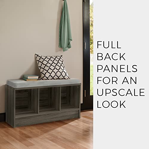 ClosetMaid 1633 Cubeicals 3-Cube Storage Bench, Dark Cherry with Gray Cushion - color: Dark Cherry With Gray Cushion