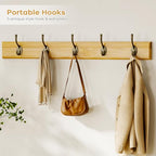 Shoe Storage Bench Coat Rack Set, 35.4" Bamboo Shoes Bench with Lift Top Hidden Storage & Wall Hooks, Hall Tree Entryway Bench with Seat Cushion, 2-Tier Shoe Cabinet for Entryway, Living Room, Bedroom - color: Natural With Hooks