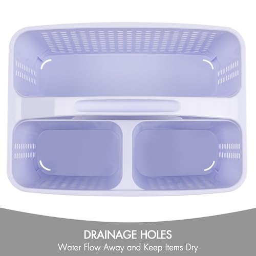 Tiawudi Portable Shower Caddy, Caddy Organizer with Handle, Plastic Shower Basket Hold Soap, Shampoo, Hair Supplies and Beauty Products, Cleaning Supplies Organizer for Home, Dorm, Shelf and Cabinet - color: Violet