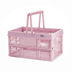 20 Liter Folding Storage Basket, Collapsible Plastic Folding Box, Storage Crates for Home, Office, Garage (Pink) - color: Pink