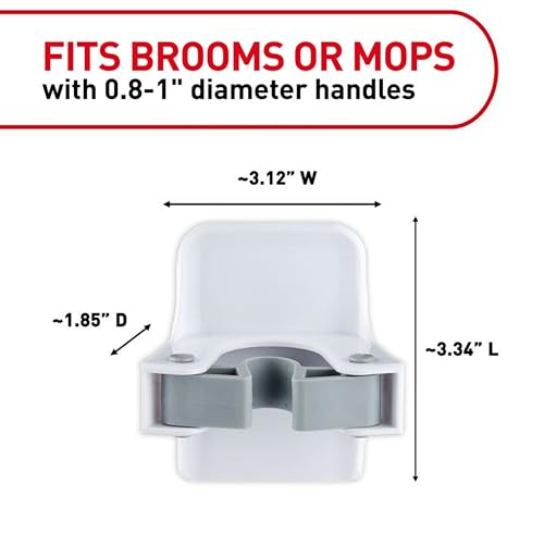 Command Broom Grippers, 3 Hangers and 6 Strips, Damage-Free Mop and Broom Holder Wall Mount, Household Cleaning Tool Organizer for Kitchen, Laundry Room, Closet, Holds up to 4 lb - size: Large