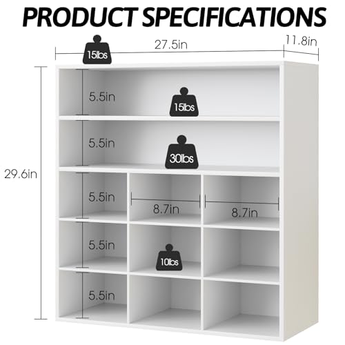 Garden 4 you Shoe Rack Organizer, 5-Tier Wood Cubby Shoe Rack with 2 Storage Shelf and 9 Cubbies, Shoe Organizer Cabinet for Entryway, Hallway, Closet and Garage, White - color: White, size: 9-cube 5-tier