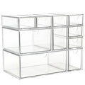 Acrylic Makeup Organizer, 10 Drawers Clear Storage Organizer Desktop Stackable Storage Drawers, Plastic Organizer Bins for Makeup, Stationery, Cosmetics, Vanity, Bathroom,Cabinet,Pantry Office Desk - style: 10 Drawers