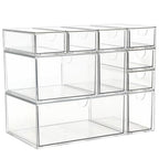 Acrylic Makeup Organizer, 10 Drawers Clear Storage Organizer Desktop Stackable Storage Drawers, Plastic Organizer Bins for Makeup, Stationery, Cosmetics, Vanity, Bathroom,Cabinet,Pantry Office Desk - style: 10 Drawers
