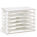 Yumkfoi Construction Paper Organizer 12" x 18", 6-Tiers Paper Organizer Storage, Wooden Desktop Organizer, Letter Tray for Office, Home, Classroom - size: 21.7" x 13.7" x 15.6"