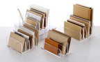SANRUI Acrylic Mail Organizer, 5 Compartments File Holder for Desk,Letter Sorter with Pen Holder,Desk Organizers and Accessories,Clear Cute Mail Sorter - style: 4 Sections with Pen Holder