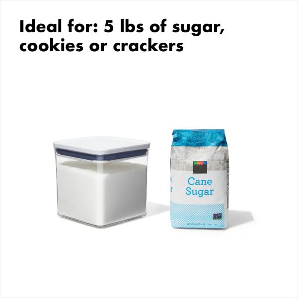 OXO Good Grips POP Container - Airtight Food Storage - Big Square Short 2.8 Qt Ideal for 5 lbs of sugar, cookies or crackers - color: White, size: 2.8 Qt