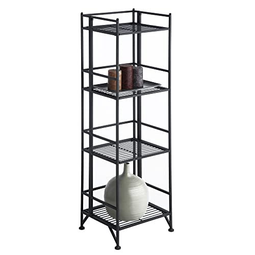 Convenience Concepts Xtra Storage 4 Tier Folding Metal Shelf, Black - color: Black