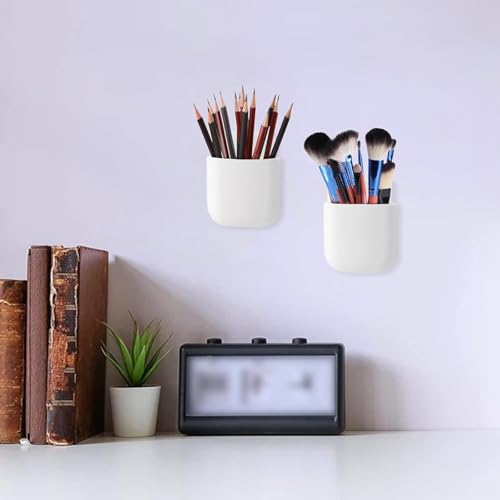 1Pcs Wall-Mounted Storage Box Space-Saving Wall Organizer for Phone Remote Small Items Creative Hanging Storage Easy Install No Electricity Needed(White) - color: White