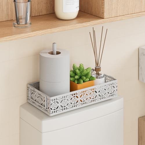 Toilet Tank Topper Paper Basket - White Bathroom Basket Decor Box with Magnetic Paper Towel Holder for Organizing - color: White