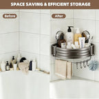 Corner Shower Caddy,Suction Cup Shower Bathroom Wall Shelf,No Drill Rust Proof Aluminum Organizer with Hooks,Floating Rack for Inside (Suction Cup Corner Shower Caddy,1 Tier,Gray) - style: Suction Cup Corner Shower Caddy ,1 Tier ,Gray