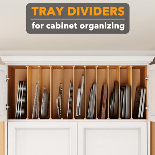 SpaceAid 10 Pack Tray Dividers for Cabinets, Bamboo Kitchen Cookie Baking Sheet Organizer for Cabinet, Vertical Pan and Trays Organizers for Pantry Storage - size: 10 Pack (23.5"D x 23.7"H)