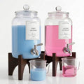 Glass Laundry Detergent Dispenser, 108oz (2 Pack) with Stainless Steel Faucet & Solid Wood Stand - Liquid Soap & Fabric Softener Container for Laundry Room Organization & Storage