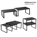 NEX Kitchen Cabinet and Counter Shelf Organizer, Expandable & Stackable, Black - color: Black