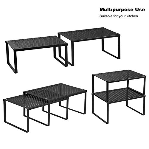 NEX Kitchen Cabinet and Counter Shelf Organizer, Expandable & Stackable, Black - color: Black
