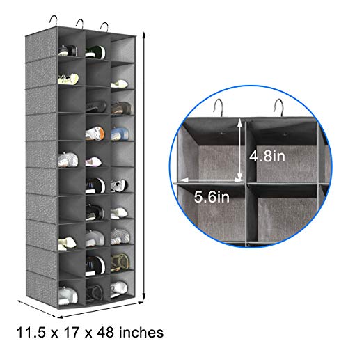 coastal rose Hanging Shoe Organizer for Closet, 30 Sections Hanging Closet Organizers and Storage Shelves Space Saving Shoe Rack Holder Hanger, Grey, 17''W×11.5''Dx 48''H - color: Grey