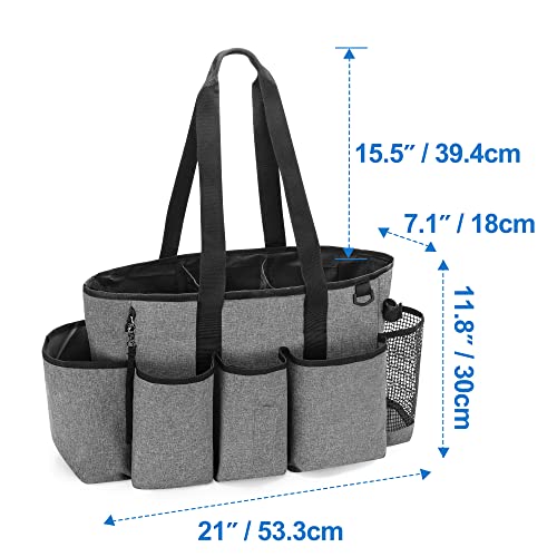 LoDrid Professional Cleaning Tote Caddy for Cleaning Supplies, Cleaning Bag Organizer with Dividers and Handle Strap for Housekeepers Work, Gray, (Bag Only) - color: Gray