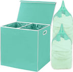 Simple Houseware Double Laundry Hamper with Lid and Removable Bags, Turquoise - color: Turquoise