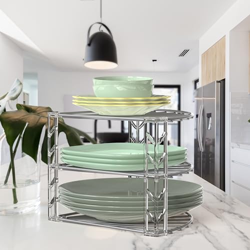 Simple Houseware 3-Tier Counter Corner Shelf Organizer, Silver - color: Silver