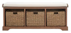 Safavieh American Homes Collection Lonan Grey and White Wicker Storage Bench - color: Sepia