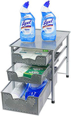 Simple Houseware Stackable 3 Tier Sliding Basket Organizer Drawer, Silver - color: Silver, size: 3-Tier