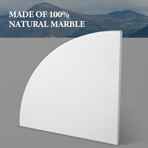 Koville 2 Pcs White Marble Corner Shower Shelf for Bathroom, 10'' Polished Marble Corner Shelves for Bath, Wall Mounted Stone Corner Shower Caddy, No Drilling Adhesive Shower Shelf - color: White, size: 2-Layer