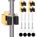4pcs Anti-Slip Broom and Mop Holder,Wall Mounted Utility Rack with Screws,Stainless Steel Heavy Duty Mop and Broom Hanger,Space-Saving for Kitchen,Home,Bathroom,Garden,Garage Storage.Gold