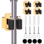 4pcs Anti-Slip Broom and Mop Holder,Wall Mounted Utility Rack with Screws,Stainless Steel Heavy Duty Mop and Broom Hanger,Space-Saving for Kitchen,Home,Bathroom,Garden,Garage Storage.Gold